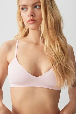 Ardene Seamless Triangle Bralette in Light Pink | Size | Nylon/Elastane