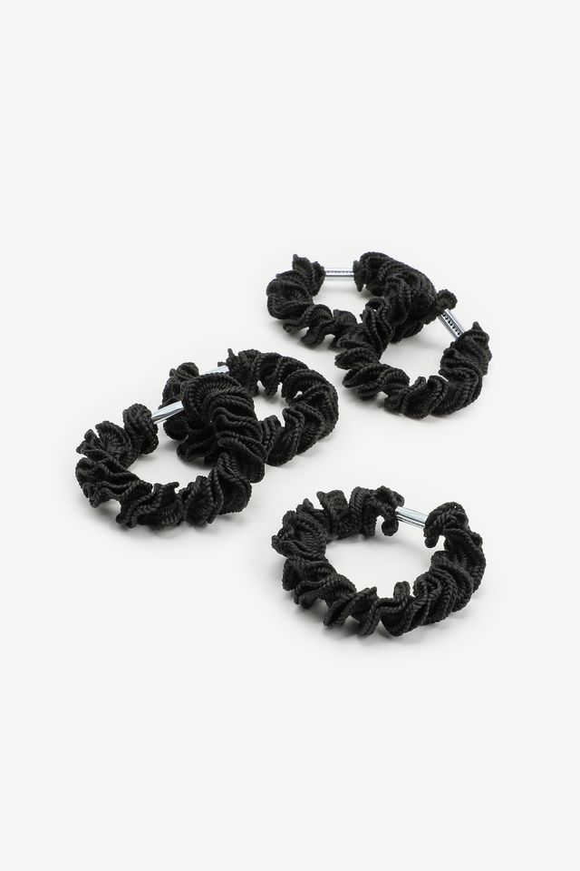 Small black recycled nylon hair ties Set of 20