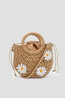 Ardene Daisy Straw Handbag in Beige | Polyester