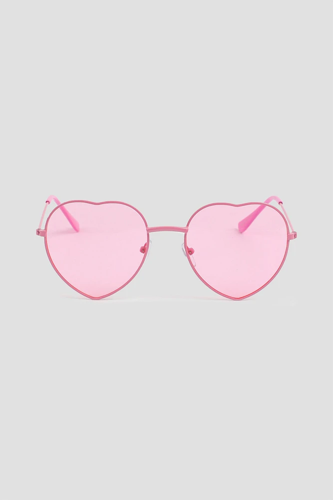 Ardene Heart Shaped Sunglasses in Light Pink