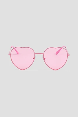 Ardene Heart Shaped Sunglasses in Light Pink