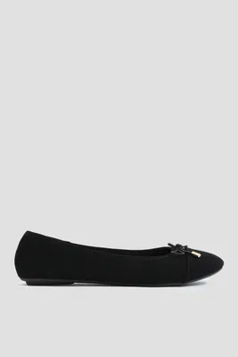 Ardene Ballet Flats with Bow in | Size | Faux Leather/Faux Suede