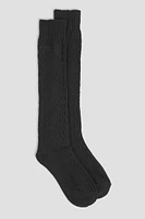 Ardene Knee High Cable Knit Socks in | Polyester/Spandex