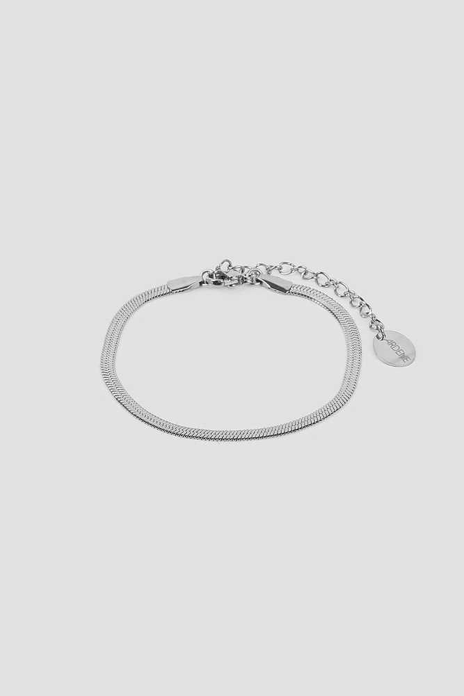 Ardene Stainless Steel Herringbone Bracelet in Silver