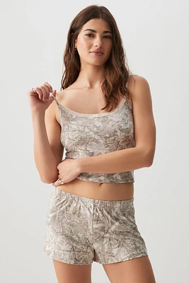 Ardene Printed Super Soft PJ Set in Beige | Size | Polyester/Spandex | Eco-Conscious