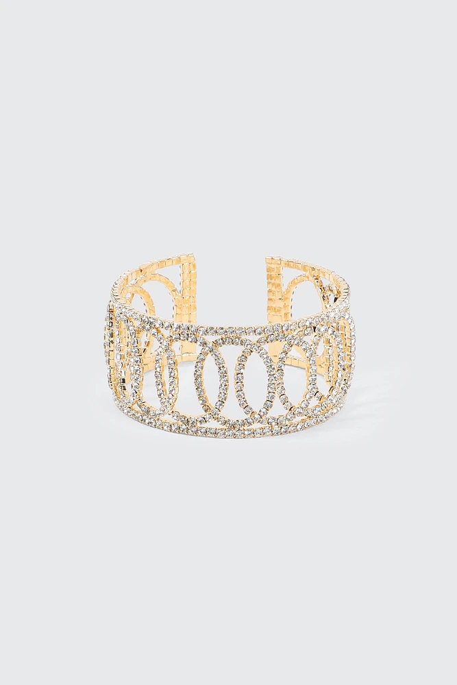 Ardene Rhinestone Loop Bangle in Gold