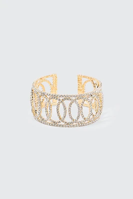 Ardene Rhinestone Loop Bangle in Gold