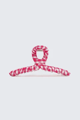 Ardene Gingham Loop Hair Claw in Medium Pink