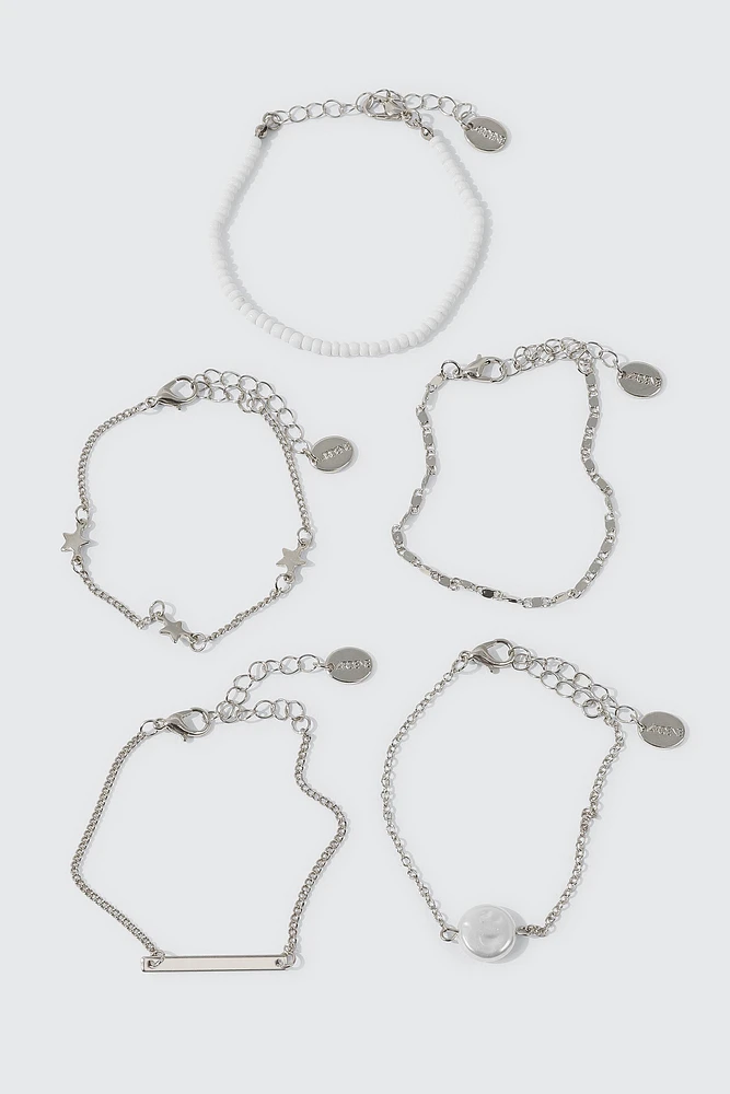 Ardene 5-Pack Star Charm Bracelets in Silver
