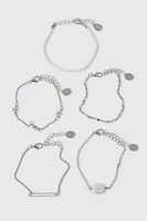 Ardene 5-Pack Star Charm Bracelets in Silver