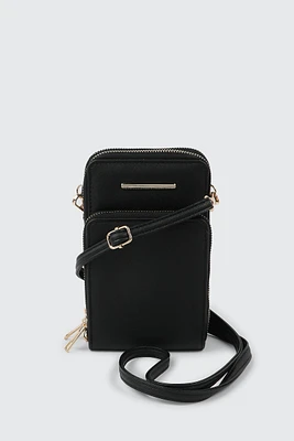 Ardene Faux Leather Phone Bag in Black | 100% Recycled Polyester/Faux Leather | Eco-Conscious