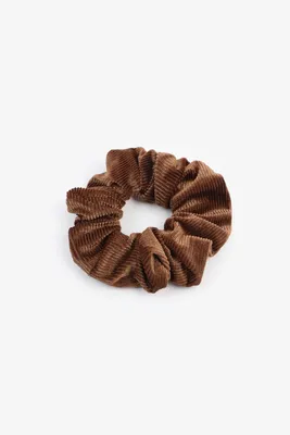 Ardene Velvet Scrunchie in Brown | Polyester