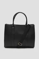 Ardene Large Black Tote Bag | Faux Leather/Polyester