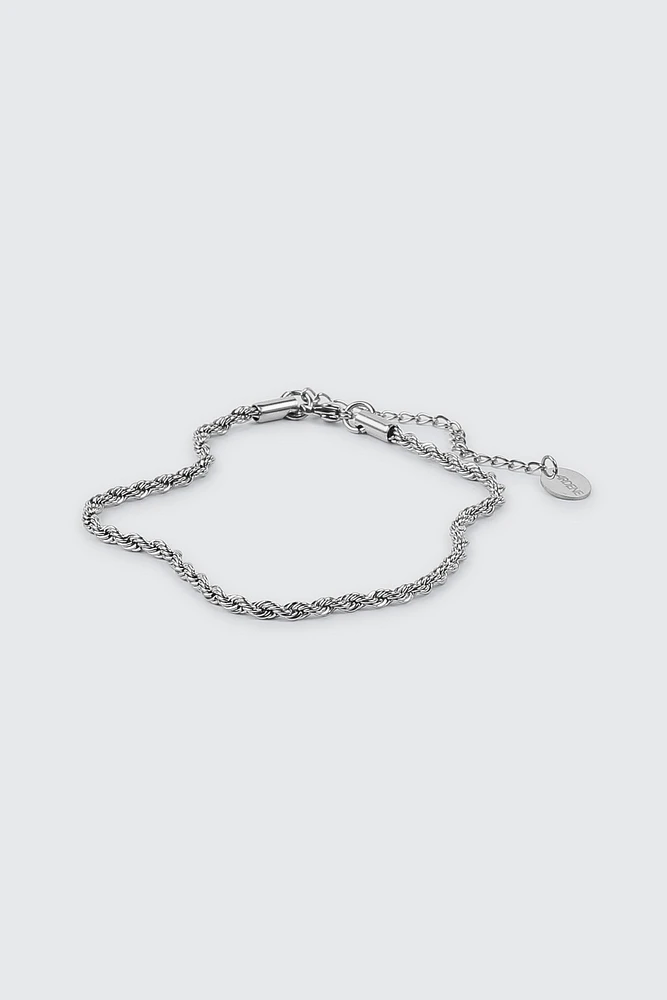 Ardene Stainless Steel Twist Chain Anklet in Silver