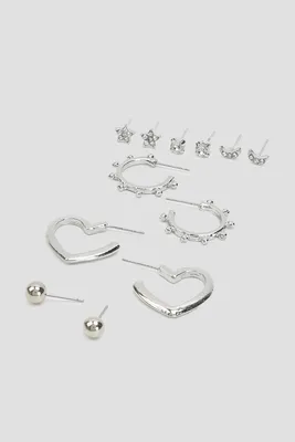 Ardene 6-Pack Celestial Hoop & Stud Earrings in Silver | Stainless Steel