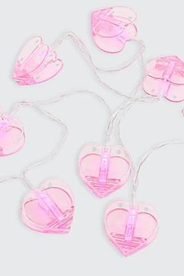 Ardene Heart Clip Light String in Light Pink