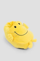 Ardene Plush Smiley Slippers in Yellow | Size | Eco-Conscious