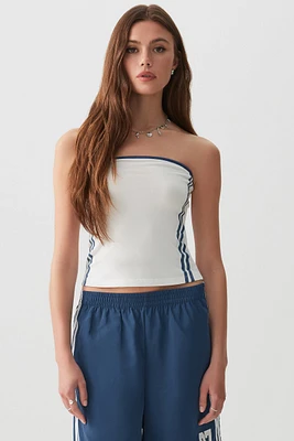 Ardene Crop Contrast Stripe Tube Top in White | Size | Polyester/Spandex