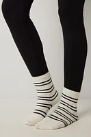 Ardene Striped Boot Socks in White | Polyester/Spandex