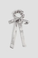 Ardene Satin Bow Scrunchie in Light Grey