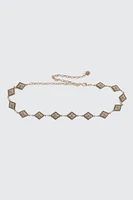 Ardene Embossed Diamond Chain Belt in Gold