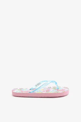 Ardene Printed Flip-Flops in Lt. Pink | Size | Rubber