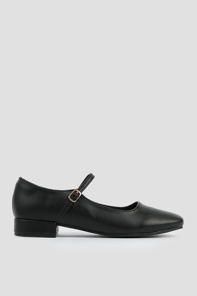 Ardene Square Toe Mary Janes in Black | Size | Faux Leather | Eco-Conscious