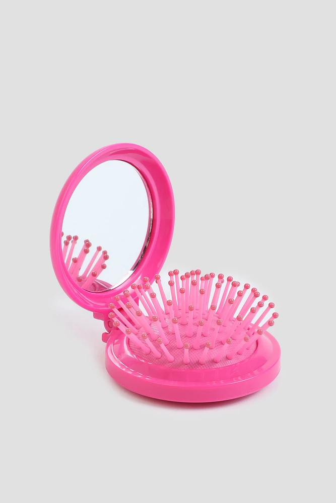 Ardene Kids Cat Folding Hairbrush in Pink