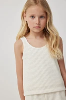 Ardene Kids Crochet Cover Up Tank Top in White | Size | Polyester/Elastane