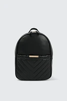 Ardene Chevron Backpack in Black | 100% Recycled Polyester/Faux Leather | Eco-Conscious