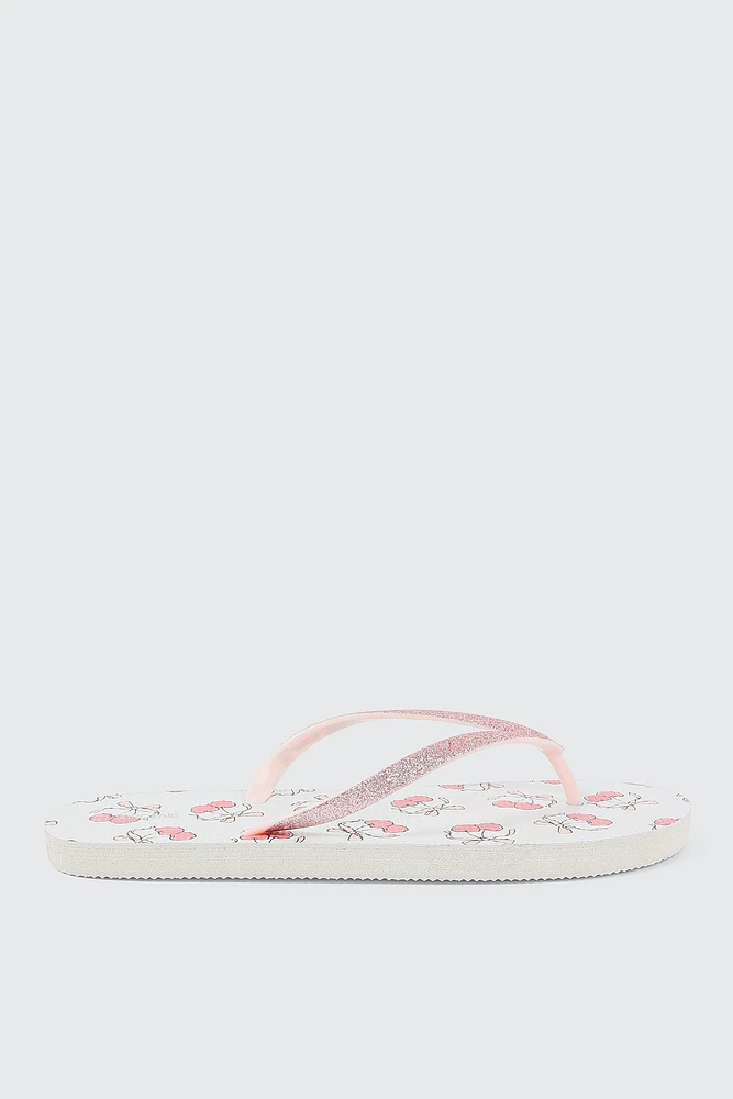 Ardene Printed Flip-Flops Sandals in Red | Size | Eco-Conscious