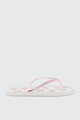 Ardene Printed Flip-Flops Sandals in Red | Size | Eco-Conscious