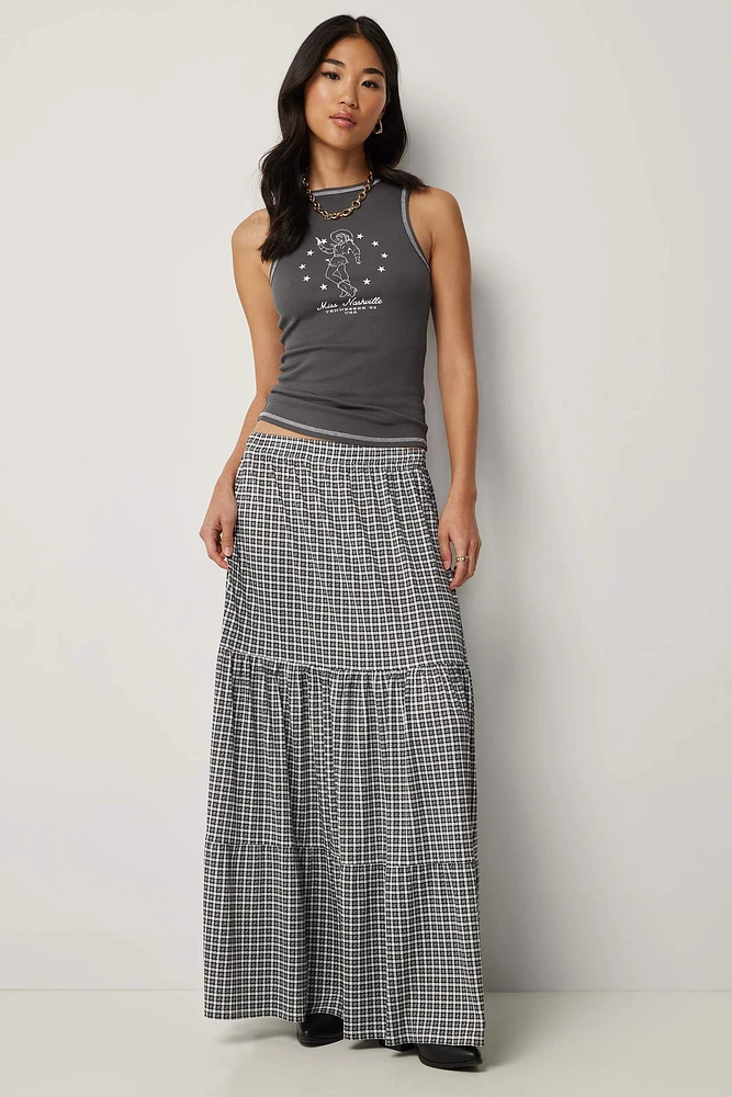 Ardene Tiered Maxi Skirt | Size | Polyester/Elastane