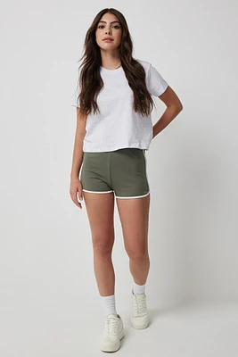 Ardene Basic French Terry Dolphin Shorts in Khaki | Size | Polyester/Rayon | Eco-Conscious
