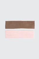 Ardene 2-Pack Ribbed Headbands in Light Pink
