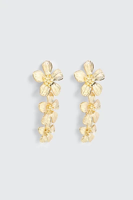 Ardene Floral Drop Earrings in Gold | Stainless Steel