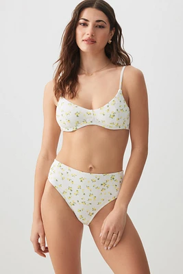 Ardene Lemon High Leg Bikini Bottom in White | Size | Polyester/Nylon/Elastane | Microfiber