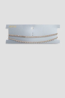 Ardene Two-Row Rhinestone Choker in Gold