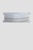 Ardene Two-Row Rhinestone Choker in Gold