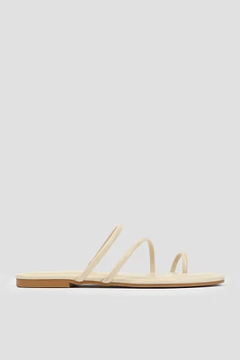 Ardene A.C.W. Toe Ring Strappy Sandals in Beige | Size | Faux Leather