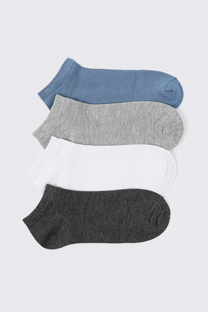 Ardene 4-Pack Bamboo Rayon Ankle Socks in Medium Blue | Polyester/Rayon/Spandex | Eco-Conscious