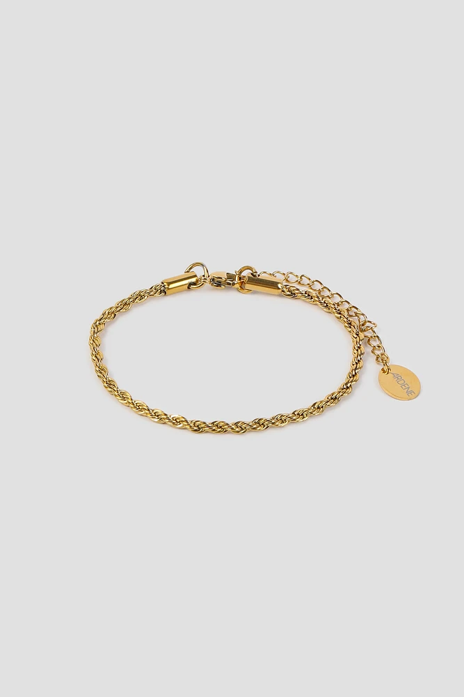 Ardene Stainless Steel Twisted Chain Bracelet in Gold