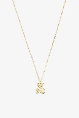 Ardene 14K Gold Plated Quilted Bear Necklace