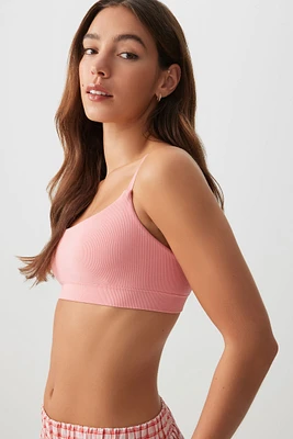Ardene Rib Seamless Bralette in Light Pink | Size | Nylon/Elastane