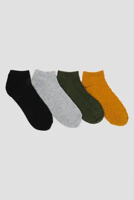 Ardene 4-Pack Textured Ankle Socks | Polyester/Spandex