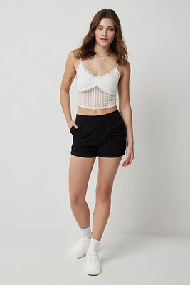 Ardene Rolled Cuff Pleated Shorts in | Size | 100% Cotton