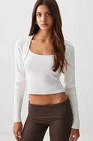 Ardene Knit Bolero in White | Size Small | Polyester/Nylon/Viscose