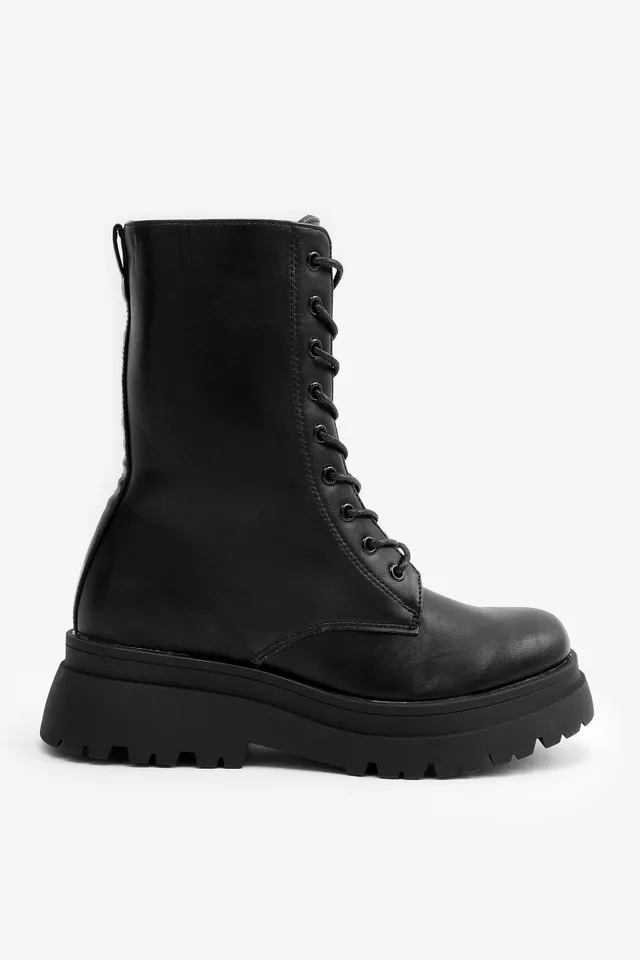 platform combat boots white