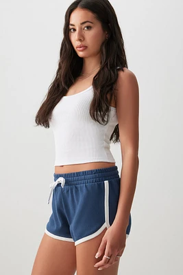 Ardene Dolphin Shorts with Contrast Piping in Dark Blue | Size | 100% Cotton
