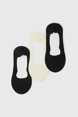 Ardene 3-Pack Mid Cut Shoe Liners in Black | Nylon/Spandex